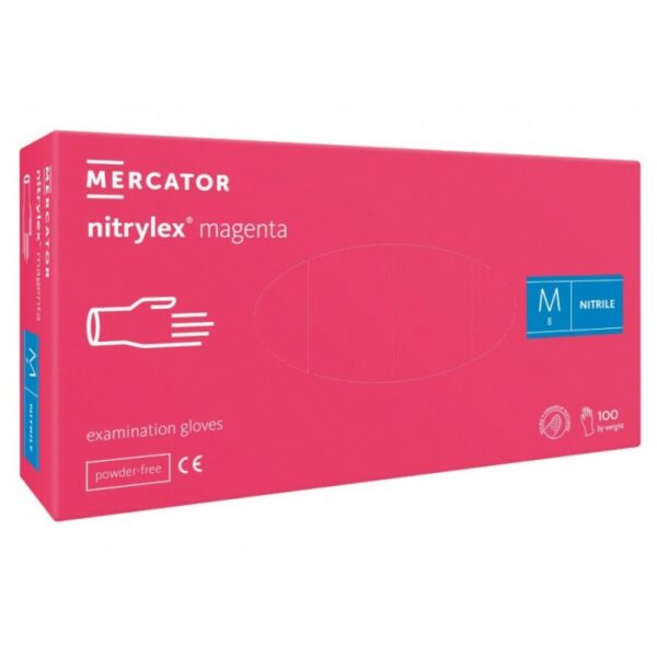 Rękawiczki NITRYLEX MAGENTA nitrylowe RÓŻOWE bezpudrowe (100 szt.) - obrazek 3