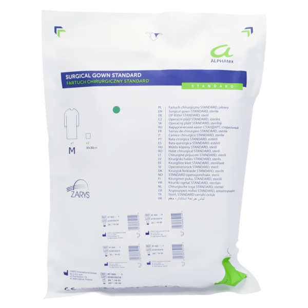 Fartuch chirurgiczny jałowy NORMAL L ALPHATEX 22g PP plus 1 ręcznik 40x40cm (1 SZTUKA) AT-SGN-L - obrazek 2