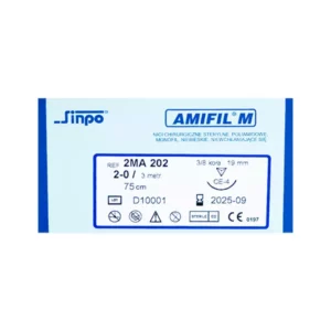 Nici Amifil 2/0 igła 19 mm nić 75 cm 3/8 koła odwrotnie tnąca, opak. 10 szt. 2MA202