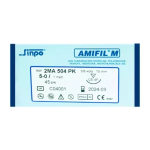 Nici Amifil 5/0 igła 19 mm nić 45 cm 3/8 koła odwrotnie tnąca, opak. 10 szt. 2MA504PK