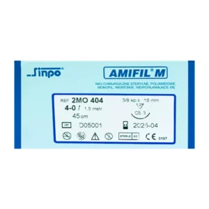 Nici Amifil 4/0 igła 16 mm nić 45 cm 3/8 koła odwrotnie tnąca, opak. 10 szt. 2MO404