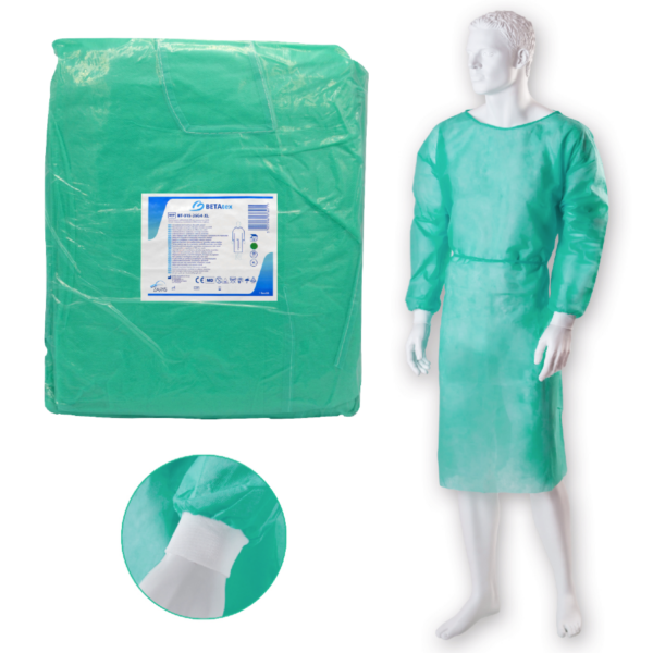Fartuch medyczny z MANKIETEM rozmiar XL (10 szt.) BETATEX ZIELONY 25g włókninowy BT-015-25G4-XL - obrazek 3