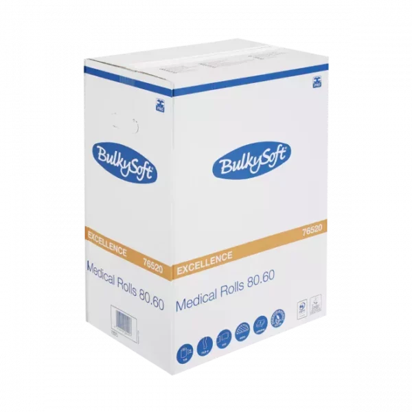 Prześcieradło BULKYSOFT 60cm x 80m PREMIUM podkład celulozowy medyczny w roli biały 2-warstwowy 76520