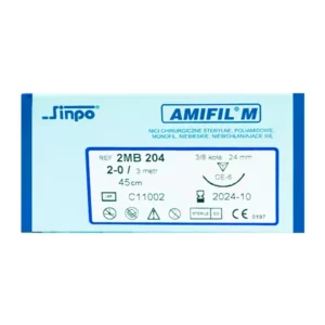 Nici Amifil 2/0 igła 24 mm nić 45 cm 3/8 koła odwrotnie tnąca, opak. 10 szt. 2MB204
