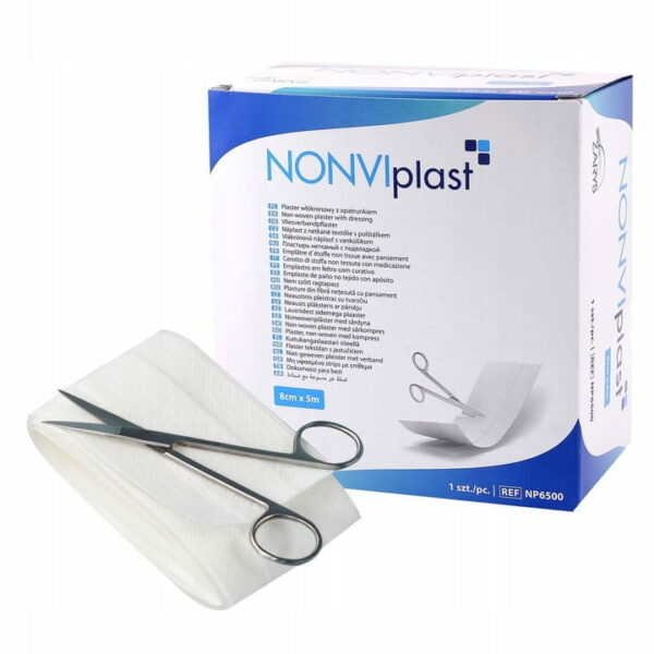 NONVIPLAST 8cm x 5m plaster włókninowy z opatrunkiem NP8500 - obrazek 2