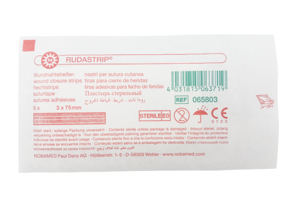 RUDASTRIP 3 x 75mm 5szt w blistrze paski do zamykania ran (50 blistrów) 065803 - obrazek 2