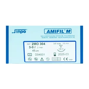 Nici Amifil 3/0 igła 16 mm nić 45 cm 3/8 koła odwrotnie tnąca, opak. 10 szt. 2MO304