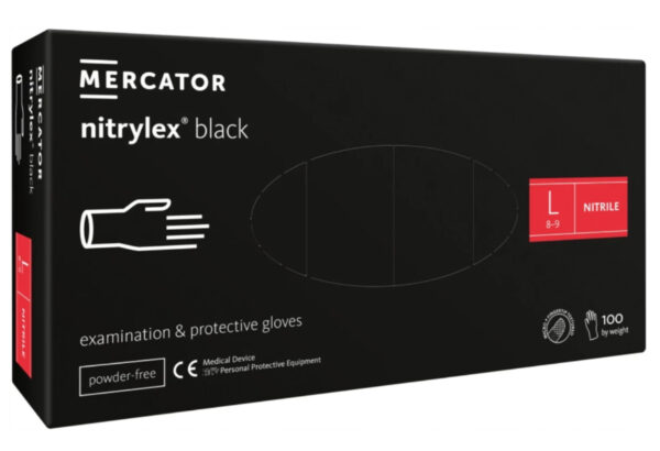 Rękawiczki MERCATOR NITRYLEX BLACK nitrylowe CZARNE bezpudrowe (100 szt.) - obrazek 2