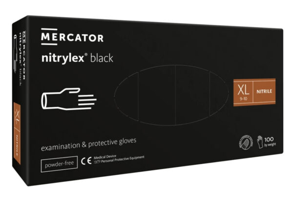 Rękawiczki MERCATOR NITRYLEX BLACK nitrylowe CZARNE bezpudrowe (100 szt.) - obrazek 3