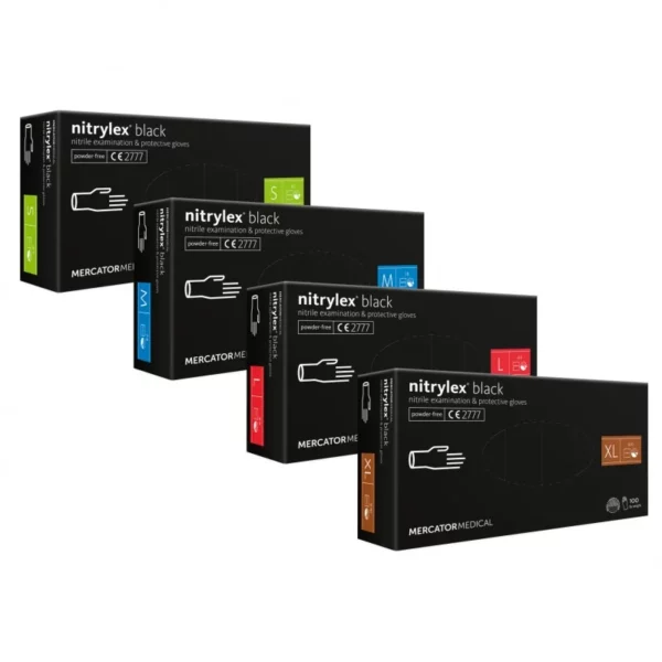 Rękawiczki MERCATOR NITRYLEX BLACK nitrylowe CZARNE bezpudrowe (100 szt.)