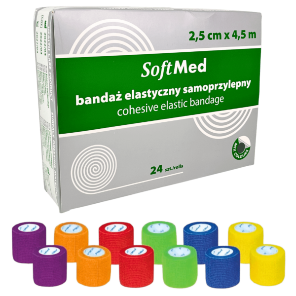 Bandaże kohezyjne 2,5cm x 4,5m SOLID I 24szt. Softmed